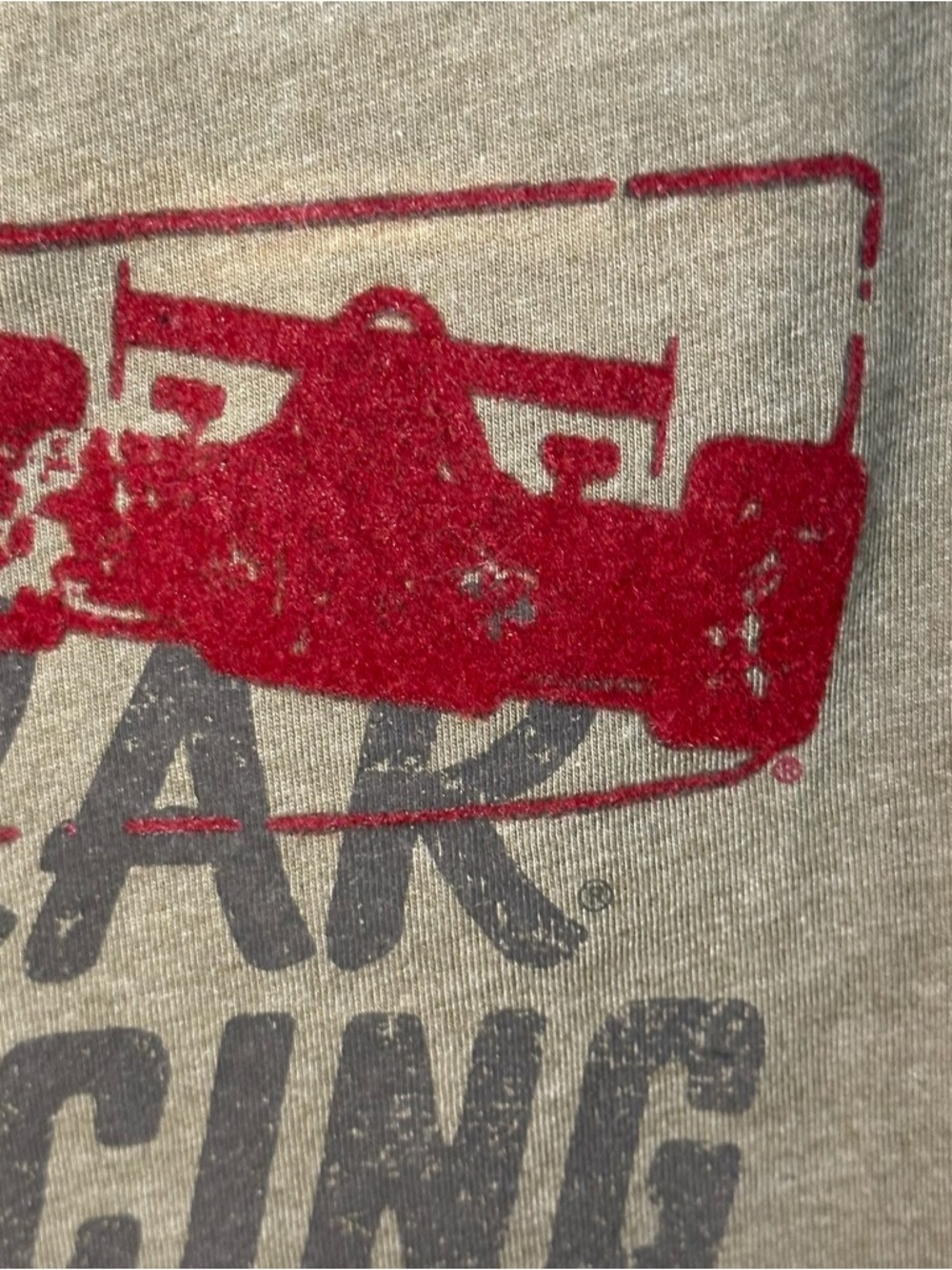 Indycar Racing Womens XL Olive Green V-Neck Velvet Textured Graphic T-Shirt - Picture 7 of 13
